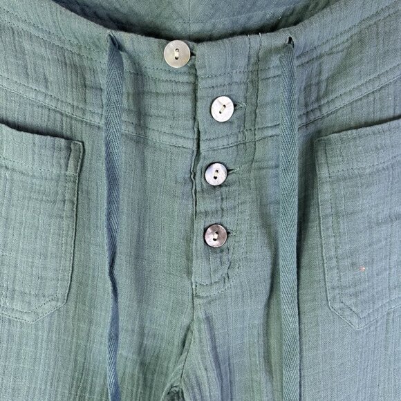 Sundance Catalog Gauzy Cotton Button Fly Drawstring Pants Coastal - Picture 3 of 8